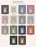 14 coordinated blanket backgrounds and name lettering colors, with Oliver’s grayscale pencil-style portrait.