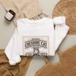 A grinning striped cat inside an ornate vintage label with Apothecary lettering A grinning striped cat inside an ornate vintage label with Apothecary lettering