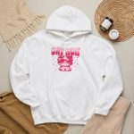 Pink kitten with oversized sunglasses, striped Cat Mom lettering, stars and a small flower in the front print